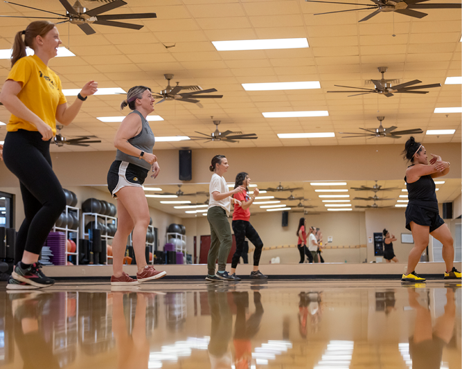 Staff at group fitness class.