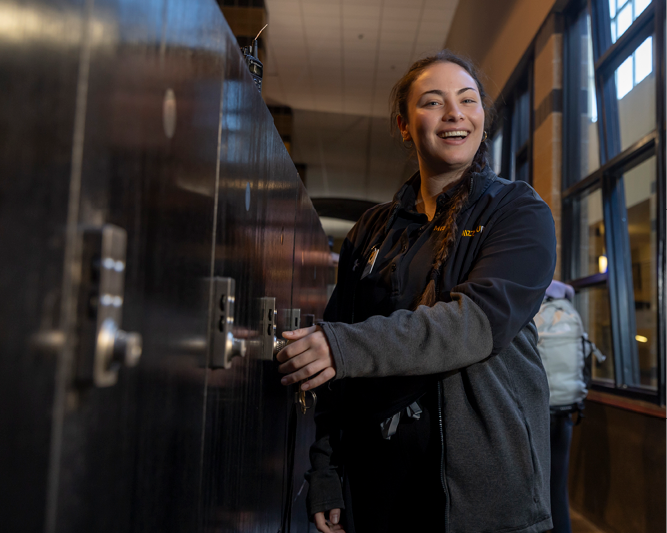 Student working at the Rec.