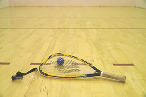 Rackets on court