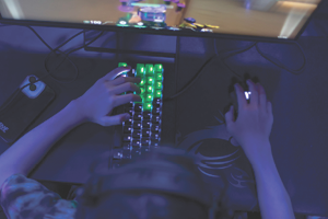 Student playing game