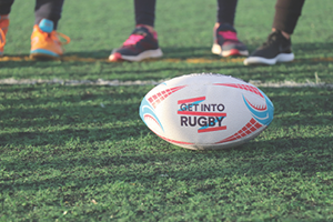 Rugby ball on field