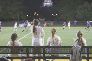 Women playing soccer