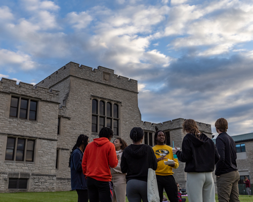 People standing on Rothwell Lawn.