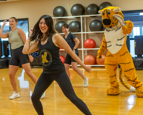 Student dancing in class.