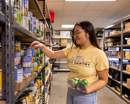 Students volunteering at Tiger Pantry.