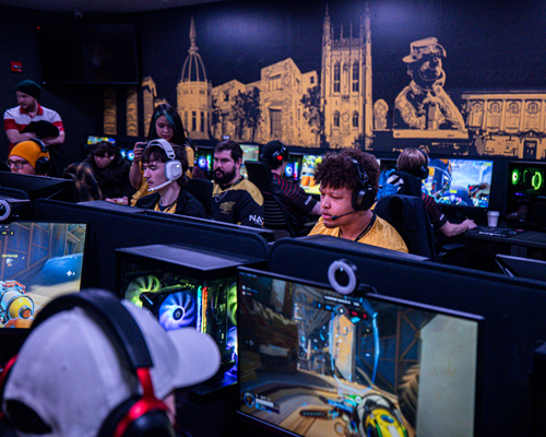 Students playing games.